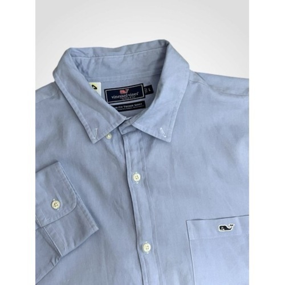 Vineyard Vines Slim Fit Blue/Whale Long Slv. Button Up Tucker Shirt Men L China